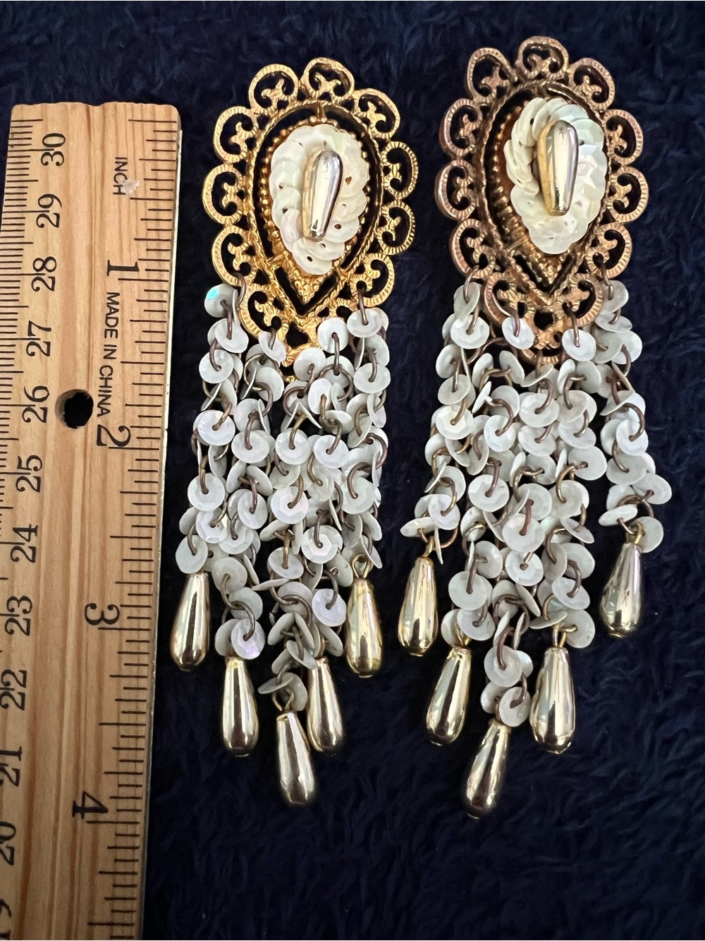 Antique Handcrafted PEGGY WHITEFIELD Pearl & Button Clip On